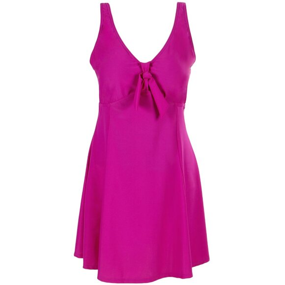 Plus Size One Piece Swimsuit Knotted Front Bow Tie Wireless Padded Swimdress 3XL - Picture 1 of 6